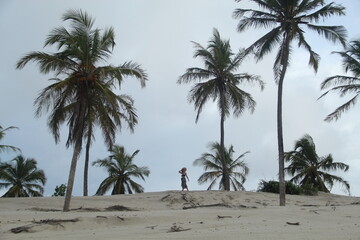 mulher entre coqueiros nas dunas da barrinha, cear&aacute;