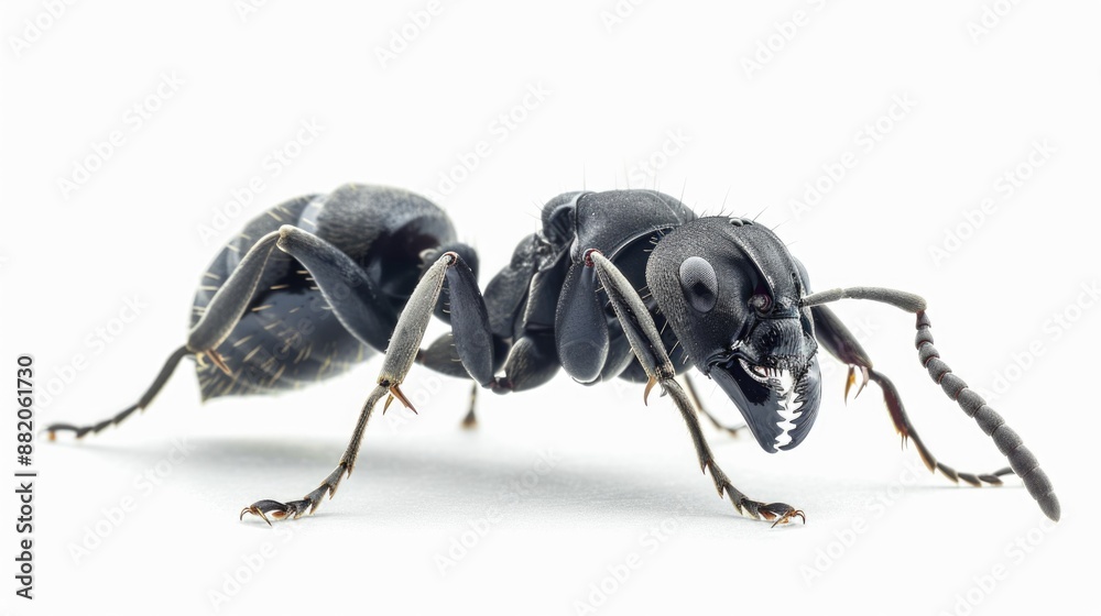 Aufkleber a close-up view of a small black insect on a white background
