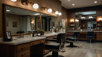 Vintage-Themed Salon Hair Cutting: Warm Wooden Interiors, Classic Tools, and Intimate Photography