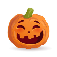 Halloween laughing pumpkin on white background. Vector illustration.