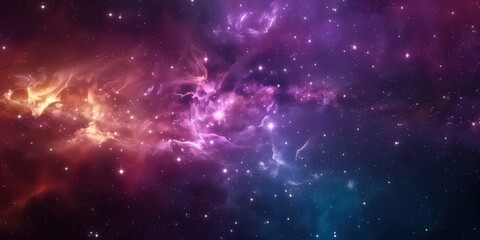Naklejka premium Cosmic Nebula with Vivid Colors and Sparkling Stars