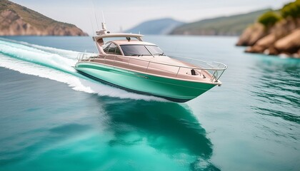 Obraz premium Pearl Perfection: The Elegance of a Streamlined Motorboat