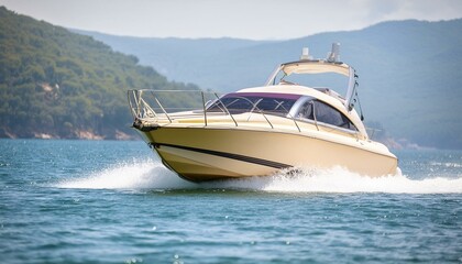 Pearl Perfection: The Elegance of a Streamlined Motorboat"
"Cutting Through Calm Waters: Chic Design in Motion"
"Sleek and Smooth: The Pearl-Colored Motorboat Experience