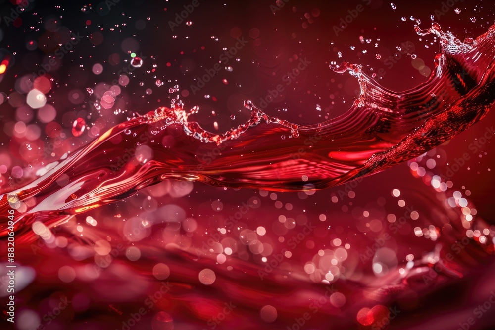 Poster a close-up shot of a red liquid wave with ripples and texture