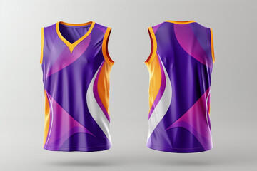 multicolored basketball jersey template for team club, jersey sport, front and back, sleeveless...