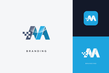 M Letter Trademark Brand Logo