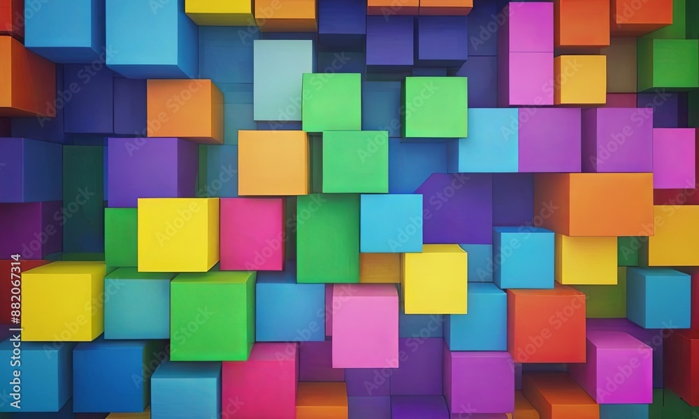 Poster a colorful wall made of blocks of different colors