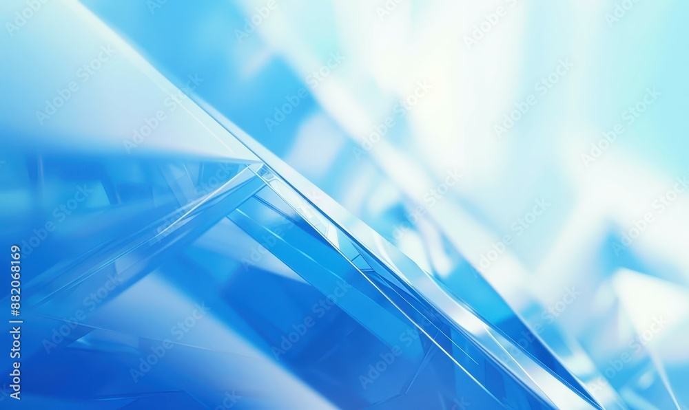Wall mural blue background with abstract geometric shapes and lines, creating an atmosphere of futuristic techn