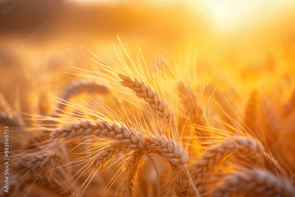 Poster a field of wheat at sunset