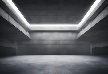 background underground white abstract concrete rectangle bright hall modern ceiling rendering three dimensional lights grunge concept garage architecture led 3d building empty room shape industrial