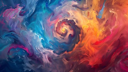 Colorful Fluid Swirls - Dynamic Abstract Vortex of Vibrant Cosmic Energy and Ethereal Ombre