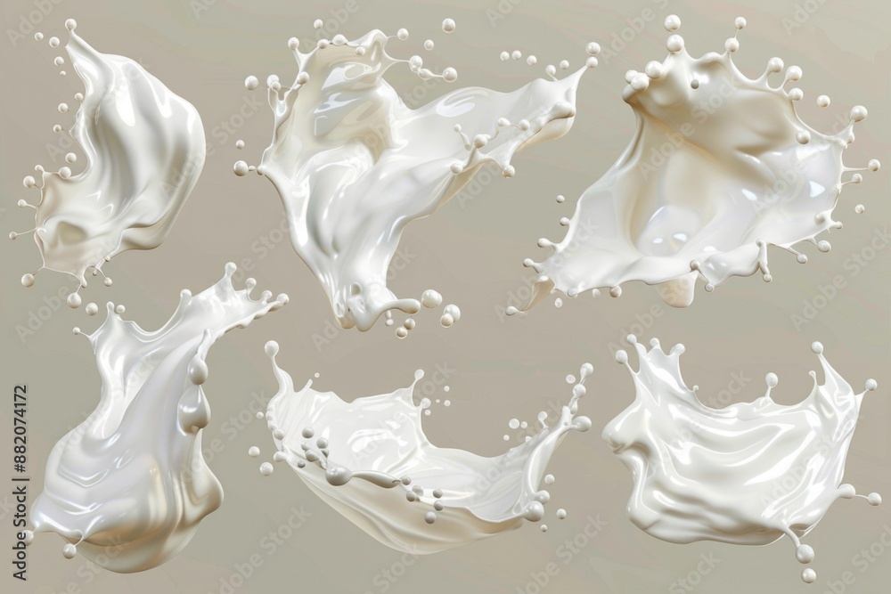 Poster close-up shots of milk splashes in different positions