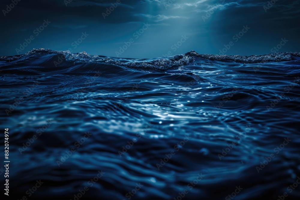 Aufkleber a serene scene of a full moon shining down on the calm waters of the ocean, with no signs of human a