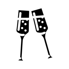 champagne glasses love glyph icon vector. champagne glasses love sign. isolated symbol illustration