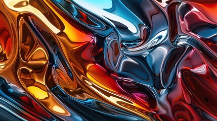 Abstract shapes of liquid chrome colors merging