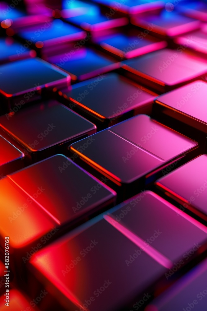 Poster abstract red and blue gradient shiny cubes pattern background texture.