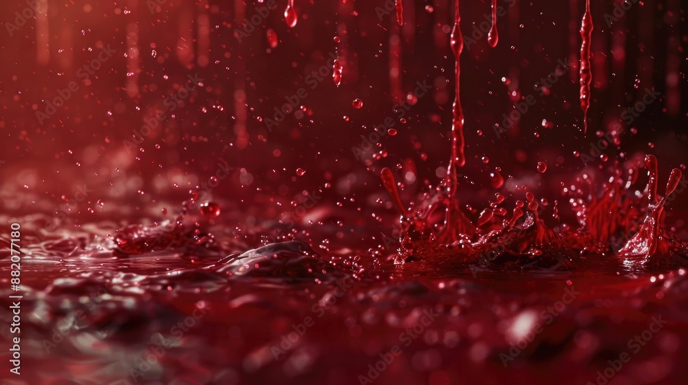 Aufkleber a close-up shot of red liquid flowing downward, suitable for use in medical or science-related conte