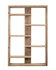 rough wooden shelf in grunge style. isolated white background