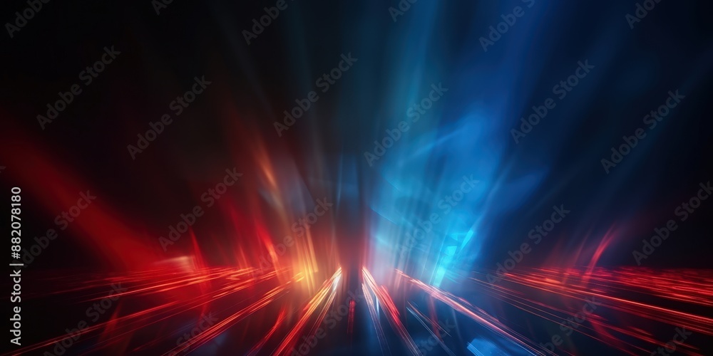 Poster abstract light streaks with red and blue hues