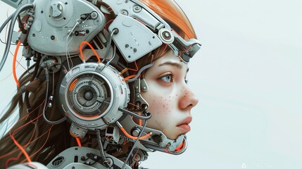 Fototapeta premium A woman with robotic parts