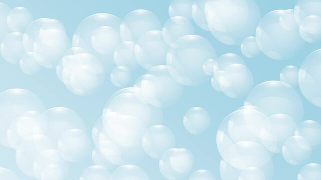 Abstract white background with floating soap bubbles or mineral water.
