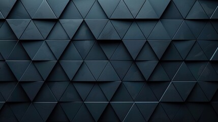 Obraz premium Futuristic, High Tech, dark background, with a triangular block structure. Wall texture with a 3D triangle tile pattern. 3D render