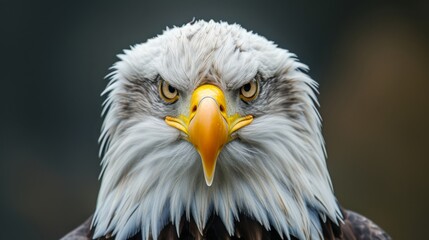 Obraz premium Majestic bald eagle in stunning detail, focusing on its piercing eyes and sharp beak