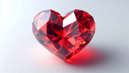 Fototapeta premium Red heart shaped diamond on white background