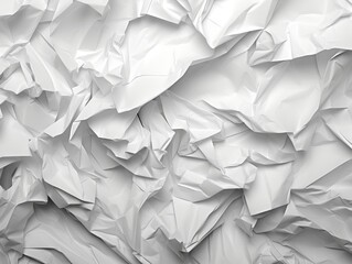 Obraz premium Crumpled white paper texture on a plain background.