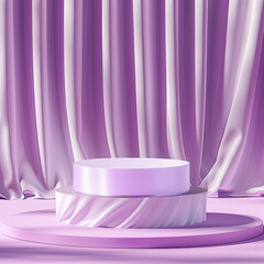 3D Minimalist Purple Violet Empty Podium Background for Product Advertising and Presentation