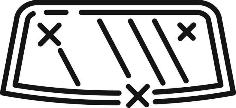 recommend clip art: Simple line icon of a car windshield showing cracks and damage