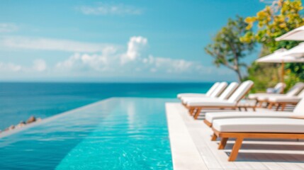 Fototapeta premium Luxury Beach Resort Oasis with Infinity Pools and Breathtaking Ocean View