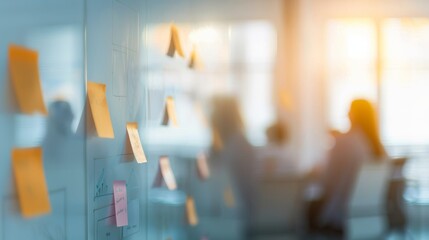 Innovative Executives Crafting Strategic Solutions in Bright Boardroom Ambiance with Growth Strategies and Risk Management Ideas on Whiteboard