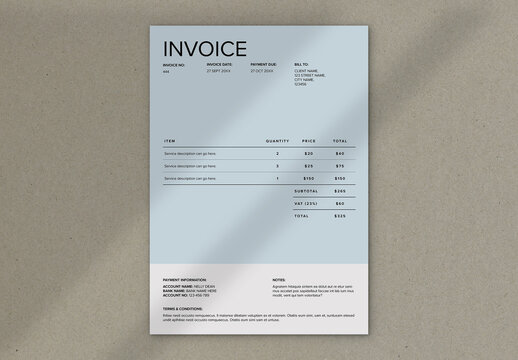 Simple Invoice Layout with Blue Accents
