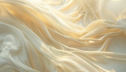 Obraz premium Ethereal Flowing Fabric with Delicate Soft Textures and Gentle Light, Dreamy Peaceful Atmosphere, Background with Copy Space