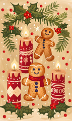 2D illustrated New Year card in a cute graphic style