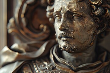 Obraz premium A detailed image of a statue of a man's face or upper body, without context