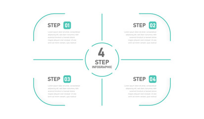 Naklejka premium A modern linear infographic template for a presentation of four options. A business template for the design of a page, slide or website