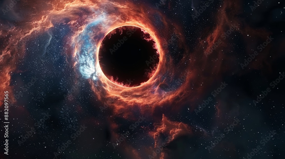 Wall mural in an abstract fictional cosmic background, an illustration of a multicolored singularity in outer s