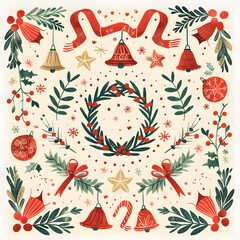 2D illustrated New Year card in a cute graphic style