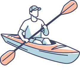 man kayaking on the lake illustration