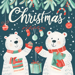 2D illustrated New Year card in a cute graphic style