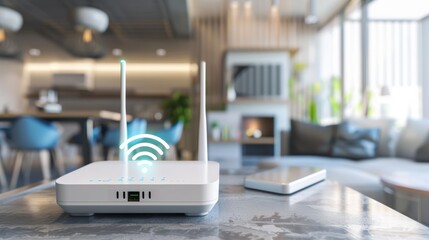 A wifi router in home, technology, internet, connectivity, network, wireless, device, Wi-Fi access concept