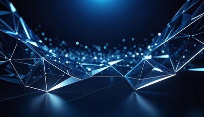 polygonal black digital concept design technology board technology grid cyberspace futuristic shapes blue urban 3d background abstract graphic illustration dark technical