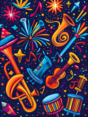 Obraz premium 2D illustrated New Year card in a cute graphic style