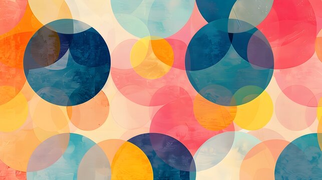 Abstract Colorful Overlapping Circles Background.