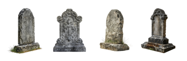 Set headstone isolated on transparent background