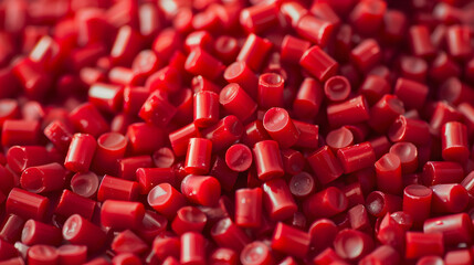PVC Plastic granules Background Polymer Red plastic beads resin polymer pallet plastic resin 3d illustration