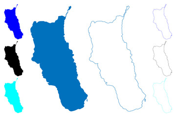 Lake Poso (Republic of Indonesia, Sulawesi) map vector illustration, scribble sketch Danau Poso map