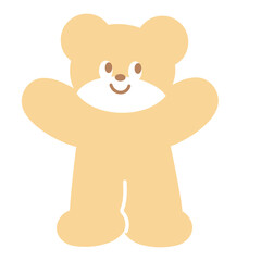 Illustration of teddy bear standing for cartoon character, comic, mascot, animal, sticker, standee, Valentine card, cute patches, shirt print, brooch, plush toy, kid doll, zoo, souvenir shop, emoji